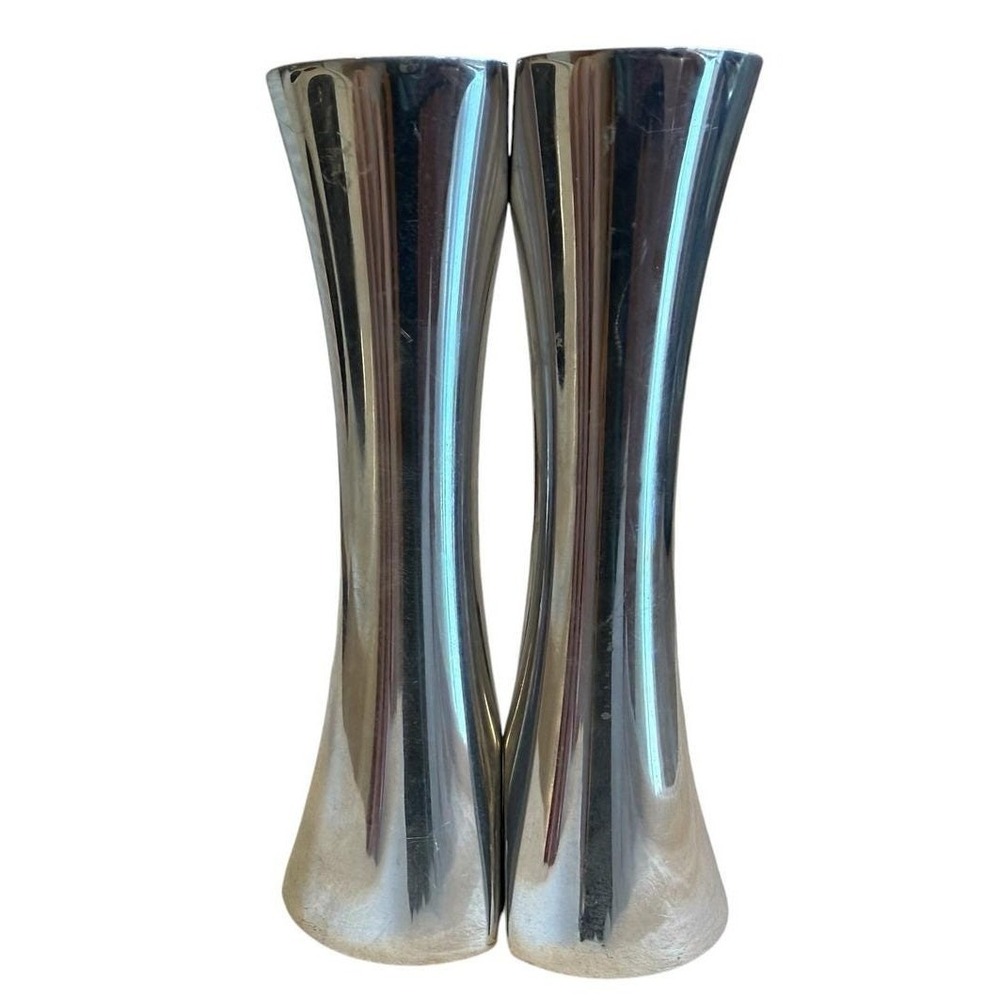 Vintage Nambe Kissing Salt Pepper Shakers 6086 Karim Rashid Chrome Modern